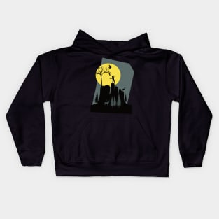 Cat in the moonlight Kids Hoodie